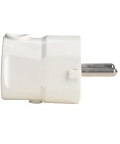 Spina Elettrica Schuko 16A Standard Tedesca Salvaspazio con Uscita Cavo a Laterale 90 Gradi Bianco
