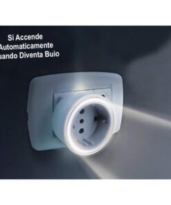 Adattatore Spina Passante Con Luce Notturna e Sensore Crepuscolare Massimo 1500W