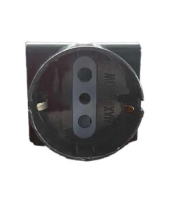 Adattatore Tripla con Spina 16A 2P+T 1 Presa Ita 10A / Schuko 16A e 2 Prese Bipasso 10/16A Colore nero