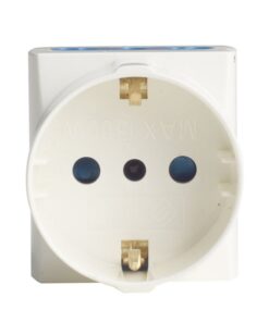 Adattatore Tripla Spina Elettrica Angolare 16A con 2 Prese Bipasso 10A/16A e 1 Presa Schuko 16A Laterale Salvaspazio