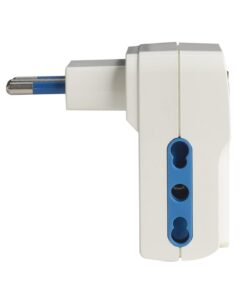 Adattatore Triplo con Interruttore Spina 10A con 3 Prese Bipasso 10A/16A 250V Max 1500W Autoprotezione Sovraccarico Bianco