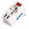 Adattatore con Interruttore Spina 10A con 2 Prese Bipasso 10A/16A 1 Presa Universale e 2 USB A 5V/3A 250V Max 1500W