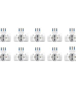 Adattatore Tripla Spina 16A con 3 Prese Universali Ita 10A/16A Schuko 16A 250V Max 1500W Bianco