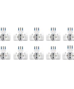 Adattatore con Interruttore Spina 10A con 3 Prese Universali Ita 10A/16A Schuko Spina Laterale Salvaspazio Bianco