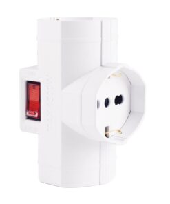 Alternative view of Adattatore con Interruttore Spina 10A con 3 Prese Universali Ita 10A/16A Schuko Spina Laterale Salvaspazio Bianco