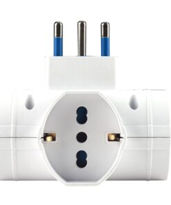 Adattatore con Interruttore Spina 10A con 3 Prese Universali Ita 10A/16A Schuko Spina Laterale Salvaspazio Bianco