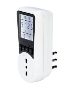 Misuratore consumo di corrente elettrica in tempo reale, con 7 modalità di monitoraggio, Spina 16A e Presa 10/16A, Display retroilluminato
