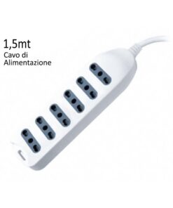Multipresa Ciabatta Elettrica 6 Posti Prese Bipasso 10/16A Cavo Lunga 1,5 Metri Spina 16A Laterale SKU-8709