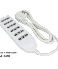 Multipresa Ciabatta Elettrica 6 Posti Prese Bipasso 10/16A Cavo Lunga 1,5 Metri Spina 16A Laterale SKU-8709