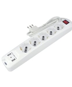 Alternative view of Multipresa Ciabatta Elettrica Spina Con 2 USB 2,1A Cavo 1,5 Metri 5 Posti 2P+T 10/16A Bipasso Schuko Con Interruttore SKU-8715
