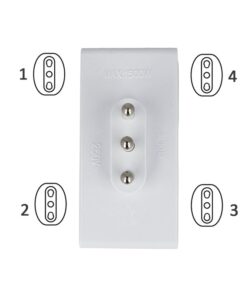 Adattatore Quadruplo Spina Grande 16A Con 4 Prese Bipasso 10/16A 2P+T Bianco SKU-8726