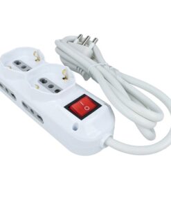 Multipresa Ciabatta Elettrica 6 Posti Con 4 Prese 2P+T 10/16A Bipasso + 2 Prese 10/16A Schuko Con Interruttore Cavo 1,5 Metri SKU-8734