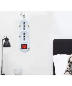 Multipresa Ciabatta Elettrica 6 Posti Con 4 Prese 2P+T 10/16A Bipasso + 2 Prese 10/16A Schuko Con Interruttore Cavo 1,5 Metri SKU-8734