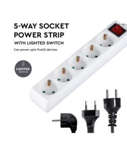 Alternative view of Multipresa Ciabatta Elettrica 5 Posti Schuko Spina Tipo Ibrido F + E Cavo Lunga 1,5 Metri Con Interruttore SKU-8766