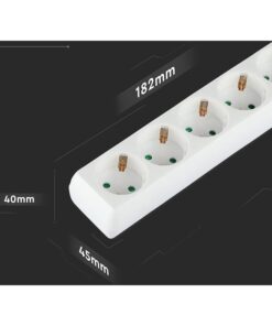 Multipresa Ciabatta Elettrica 5 Posti Schuko Spina Tipo Ibrido F + E Cavo Lunga 1,5 Metri Con Interruttore SKU-8766