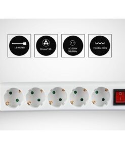 Multipresa Ciabatta Elettrica 5 Posti Schuko Spina Tipo Ibrido F + E Cavo Lunga 1,5 Metri Con Interruttore SKU-8766