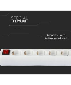 Multipresa Ciabatta Elettrica 5 Posti Schuko Spina Tipo Ibrido F + E Cavo Lunga 1,5 Metri Con Interruttore SKU-8766