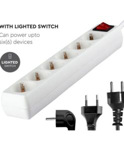 Multipresa Ciabatta Elettrica 6 Posti Schuko Spina Tipo Ibrido F + E Cavo Lunga 5 Metri Con Interruttore SKU-8769