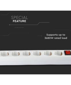 Multipresa Ciabatta Elettrica 6 Posti Schuko Spina Tipo Ibrido F + E Cavo Lunga 5 Metri Con Interruttore SKU-8769