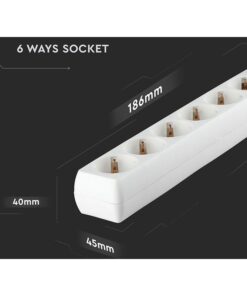 Multipresa Ciabatta Elettrica 6 Posti Schuko Spina Tipo Ibrido F + E Cavo Lunga 5 Metri Con Interruttore SKU-8769