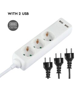 Alternative view of Multipresa Ciabatta Elettrica Con 2 USB e 3 Posti Schuko 10A Cavo Lungo 1,5 Metri Colore Bianco 3X1.5 mmq SKU-8774