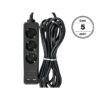 Multipresa Ciabatta Elettrica Con 2 USB e 3 Posti Schuko 10A Cavo Lunga 5 Metri Colore Nero 3X1.5 mmq SKU-8777