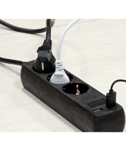 Multipresa Ciabatta Elettrica Con 2 USB e 3 Posti Schuko 10A Cavo Lunga 5 Metri Colore Nero 3X1.5 mmq SKU-8777