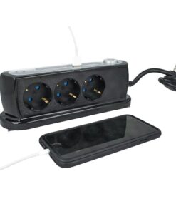 Multipresa Ciabatta da Tavolo 3 Prese Schuko 16A 2P e 2 Porte USB 5V 2,4A Con Interruttore Colore Nero SKU-8817
