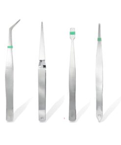 Kit di 4 Pinzette Precisione Multifunzione per Laboratori Industriali, Gioielli, Hobby, Artigianato