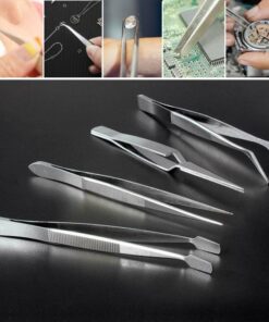 Kit di 4 Pinzette Precisione Multifunzione per Laboratori Industriali, Gioielli, Hobby, Artigianato
