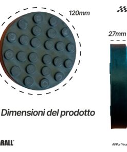 4 Pezzi Tamponi a Cuffia in Gomma Tondo 120x25mm Con 3 Pioli