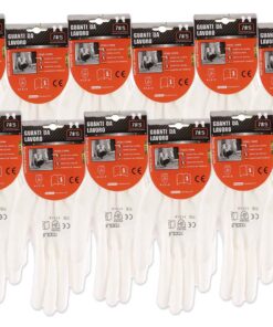 12 Paia Guanti da Lavoro Bianco Taglia S 7 Con Rivestimento in Lattice