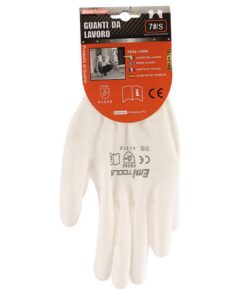12 Paia Guanti da Lavoro Bianco Taglia S 7 Con Rivestimento in Lattice