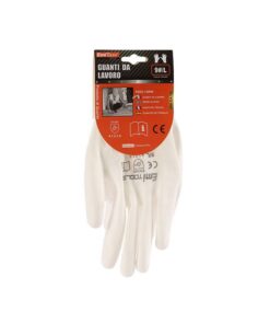 12 Paia Guanti da Lavoro Bianco Taglia L 9 Con Rivestimento in Lattice