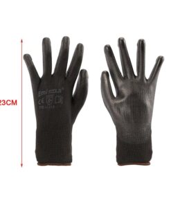 12 Paia Guanti da Lavoro Nero Taglia S 7 Con Rivestimento in Lattice