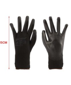 12 Paia Guanti da Lavoro Nero Taglia L 9 Con Rivestimento in Lattice