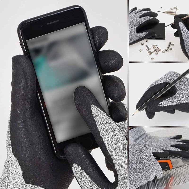 Guanti da Lavoro Livello 5 taglia M/8 colore nero/grigio - immagine 5
