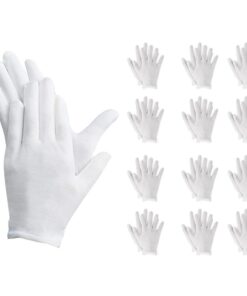 12 Paia Guanti Cotone Bianco Taglia M 8