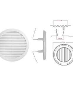 Griglia di Ventilazione Rotonda Con Molla D90mm Foro Regolabile 55-85mm Made In Italy