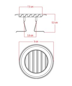 Griglia di Ventilazione Rotonda Con Molla D90mm Foro Regolabile 55-85mm Made In Italy