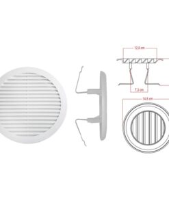 Griglia di Ventilazione Rotonda Con Molla D148mm Foro Regolabile 80-125mm Made In Italy