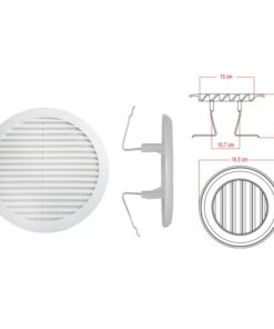 Griglia di Ventilazione Rotonda Con Molla D185mm Foro Regolabile 120-160mm Made In Italy