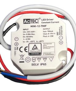 Mini Led Driver IP65 Corrente Costante 700mA 8V-17V 12W 50X48X24mm