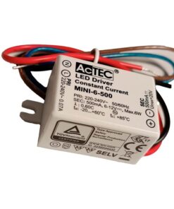 Mini Led Driver IP65 Corrente Costante 500mA 6V-12VDC 6W 48X38X21mm