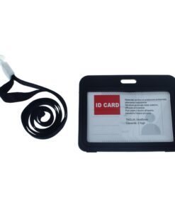 Alternative view of 12 Pezzi Porta Badge In PVC Con Corda Doppio Esposizione Nero Interno 85X54mm