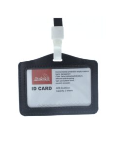 12 Pezzi Porta Badge Con Corda In Pelle PU Nero Interno 85X54mm