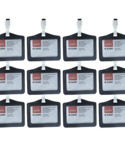 12 Pezzi Porta Badge Con Corda In Pelle PU Nero Interno 85X54mm