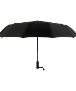 Ombrello Robusto Antivento 3 Pieghe 12 Stecche Teflon 190T 105cm Apertura e Chiusura Automatico Nero Classico