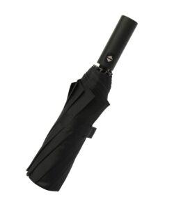 Ombrello Robusto Antivento 3 Pieghe 12 Stecche Teflon 190T 105cm Apertura e Chiusura Automatico Nero Classico