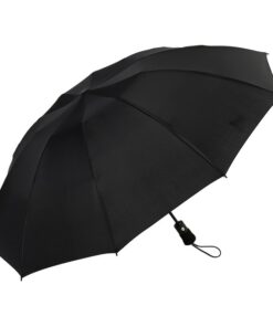 Ombrello Inverso Antivento 3 Pieghe 10 Stecche Teflon 210T 105cm Apertura e Chiusura Automatico Nero Classico